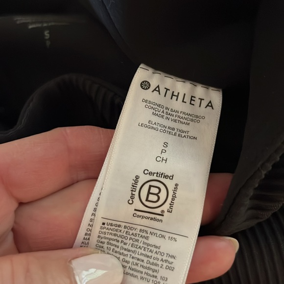 GUC Athleta Black Ribbed Elation Tight Size Small - Picture 4 of 5